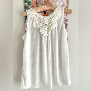 White Crochet Lace Knit Sleeveless Top Joe Fresh Tank M